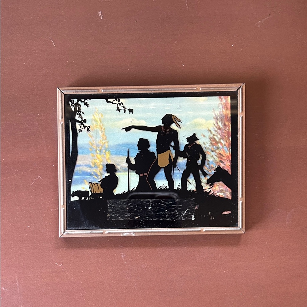 Framed Silhouette Art with Native American Scene